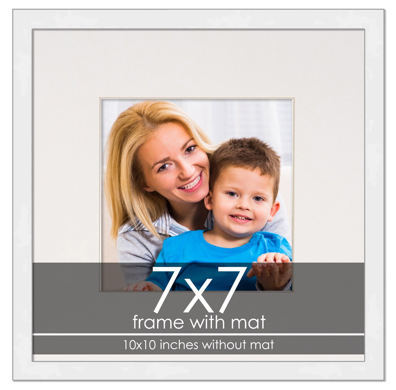 Modern White Frame with White Photo Mat, UV Acrylic Front, Foam Board Backing, 60 Sizes Available